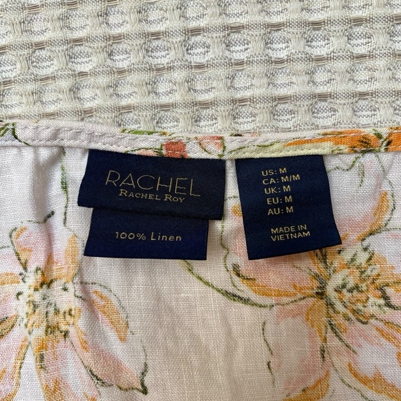 Rachel Rachel Roy Linen Floral Peplum Blouse Light Pink Sleeveless Top Size M - Picture 10 of 11